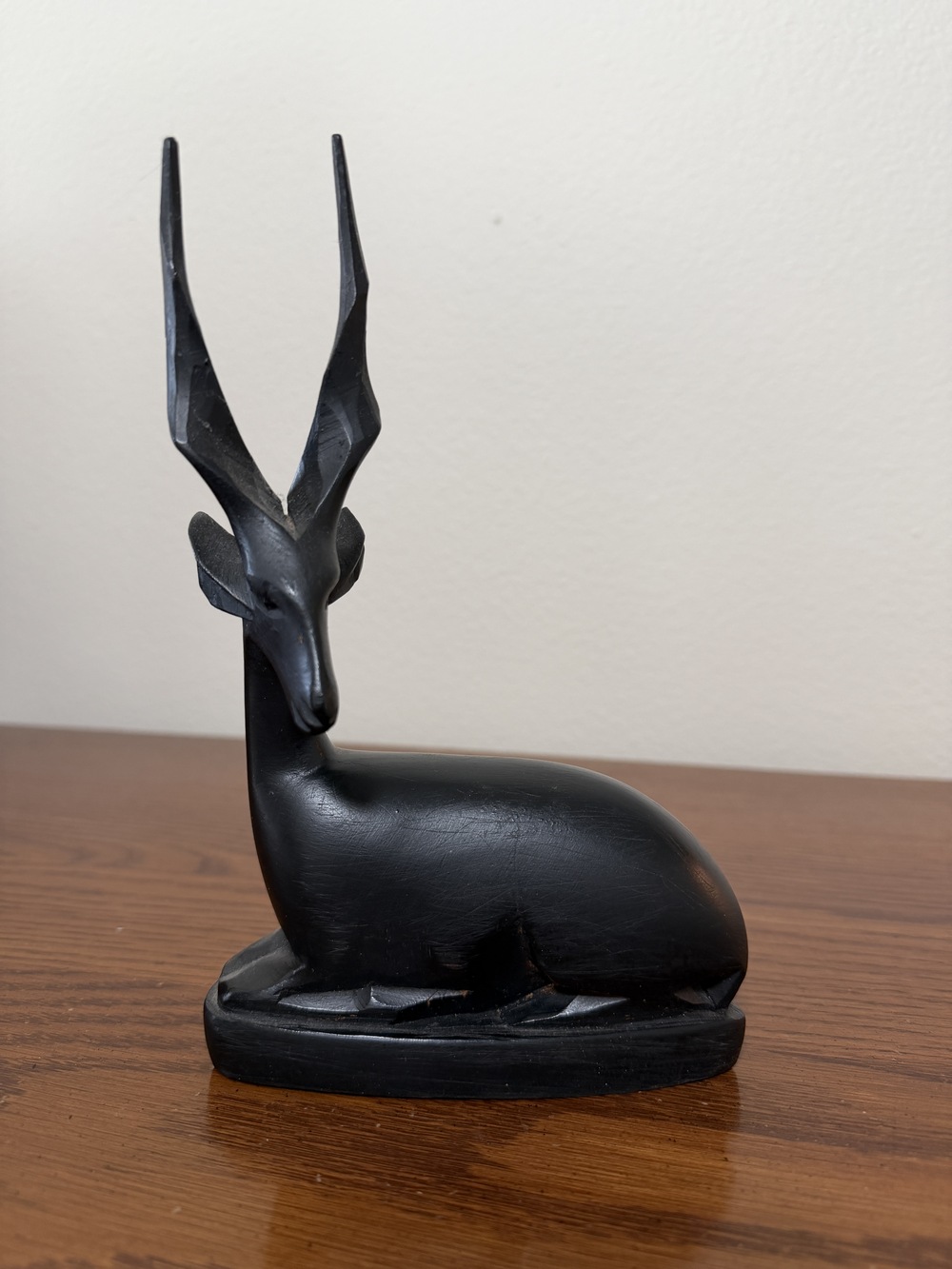 Vintage African Ebony Wood Gazelle Figurine Hand Carved Antelope Kenya Sculpture